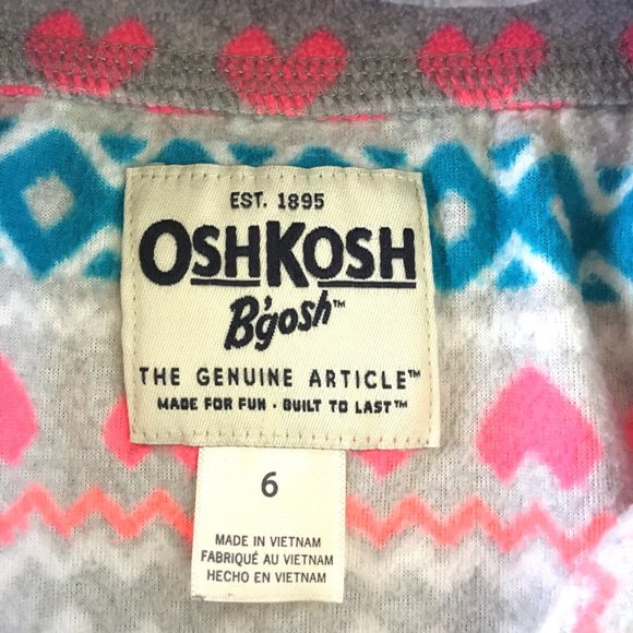 OshKosh B'Gosh Quarter-Zip Microfleece Pullover, Gray Fair Isle Print, Size 6 - Picture 5 of 6